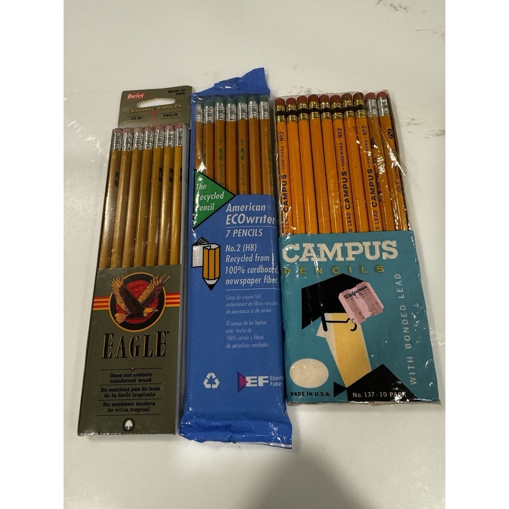 Vintage Lot Of 24 Classic MCM Pencils Eberhard Faber Eagle Campus Empire